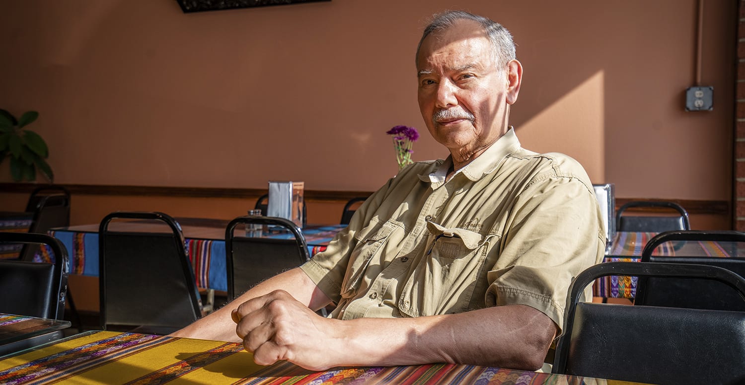 Cesar Izquierdo, who owns Taste of Peru in Rogers Park, sits in his empty restaurant in Chicago Ill. on June 30, 2021.