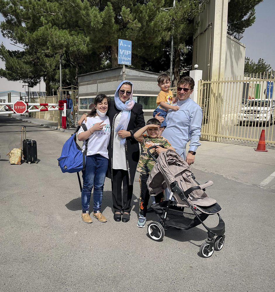 Afghan family at the airport