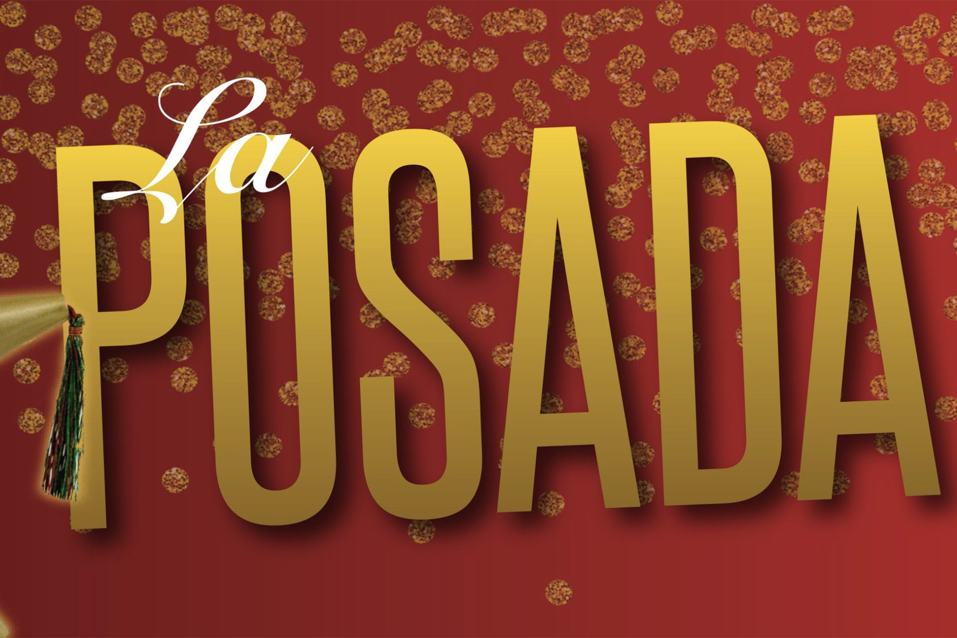 "La Posada" written in gold on a red background